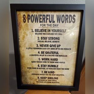 8 POWERFUL WORDS Wall art 11x14 black frame‎ INSPIRATIONAL